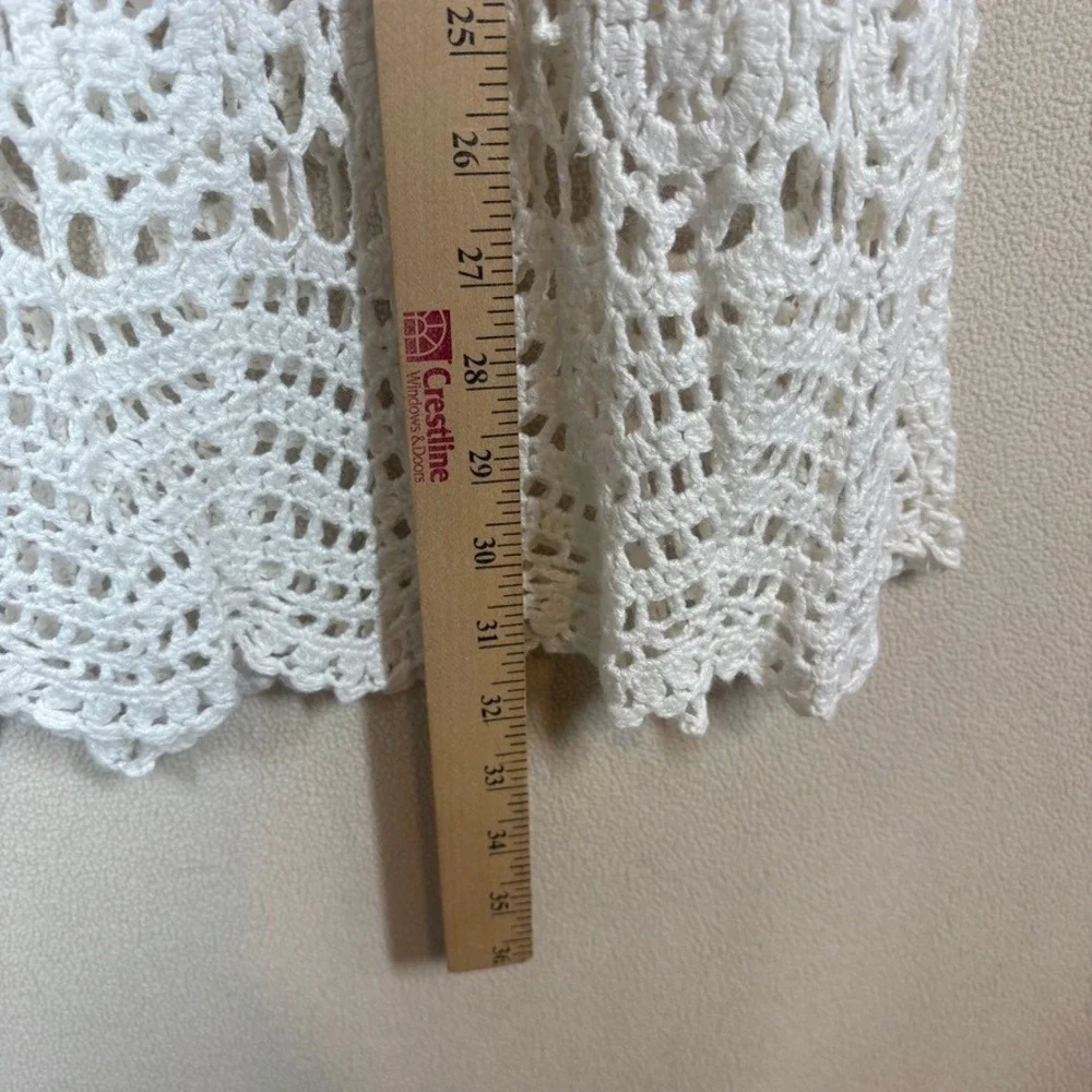 NWT Bandolino Crochet Midi Skirt 4 White Boho Beach Coastal Cottagecore Coquette